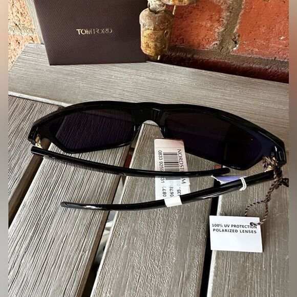 Tom ford August Polarized Sunglasses Black Silver Anniversary Edition Unisex NWT - Picture 8 of 16